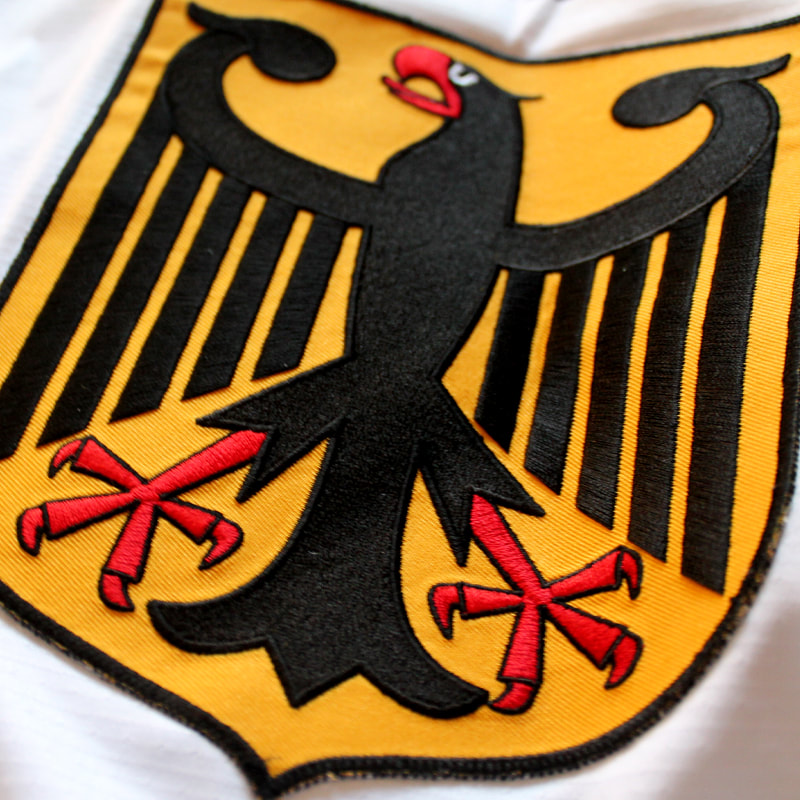 Team Germany game worn hockey jersey of Dominik Kahun Logo