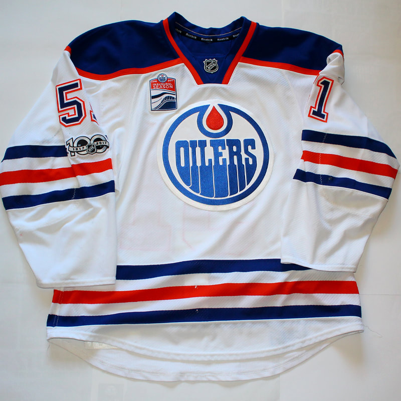 Game Worn Eishockeytrikot vom Edmonton Oilers-Spieler Anton Lander