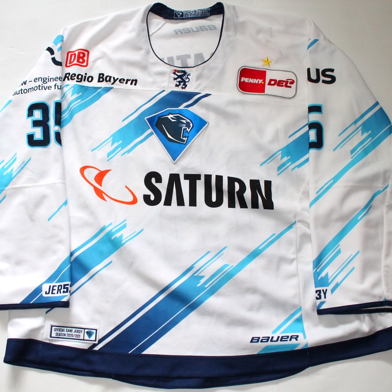 Game worn hockey jersey of goalie Nico Daws for the ERC Ingolstadt - front