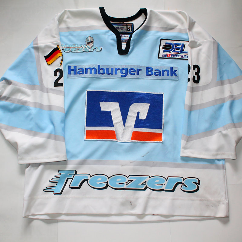 This Hamburg Freezers jersey was game worn by Defender Paul Manning