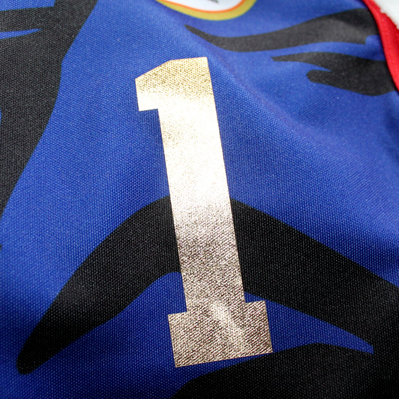 Golden number print on Hannover Indians game worn hockey jersey