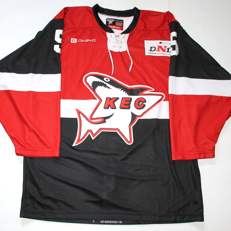 Game worn hockey jersey of Cologne Junghaie forward Robin Van Calster - front
