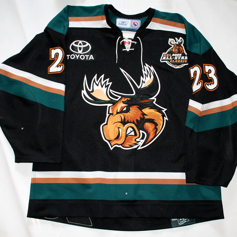 Manitoba Moose game worn jersey worn by Brandon Nolan